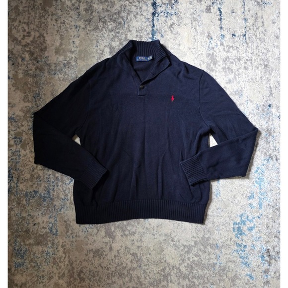 Polo Ralph Lauren Other - Polo‎ Ralph Lauren Men's XXL Navy 1/4 Button 100% Cotton Long Sleeve Sweater
